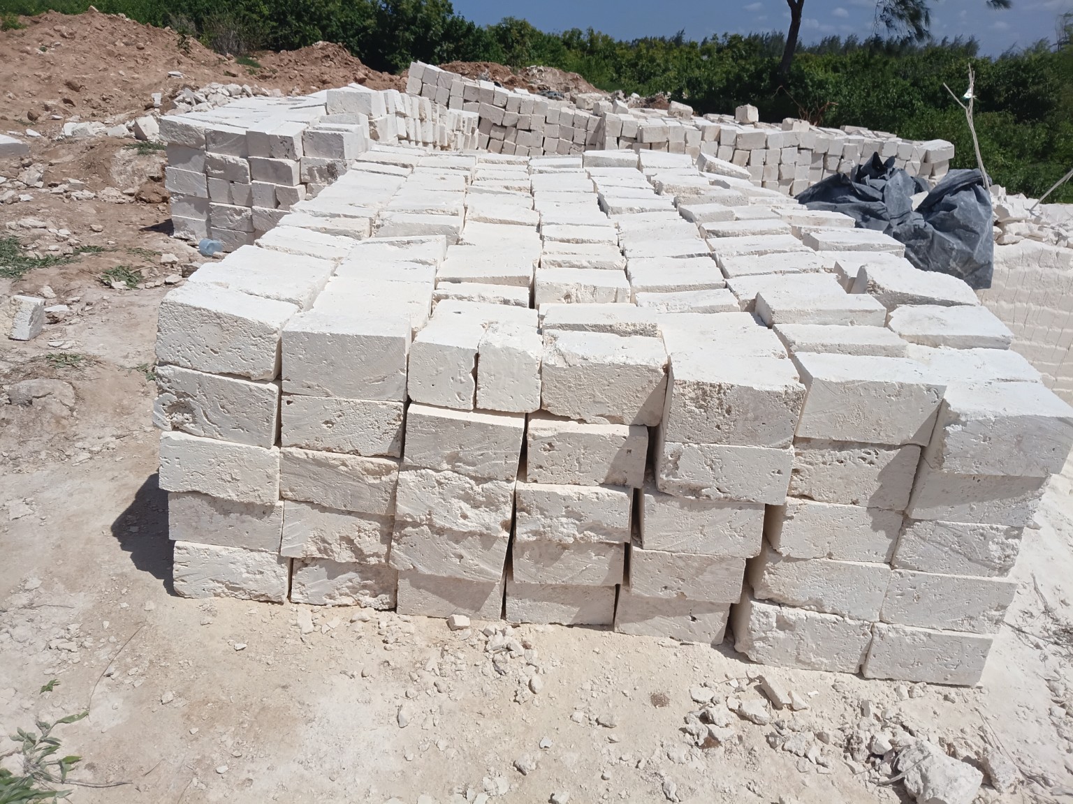 Rows of building blocks ready for supply